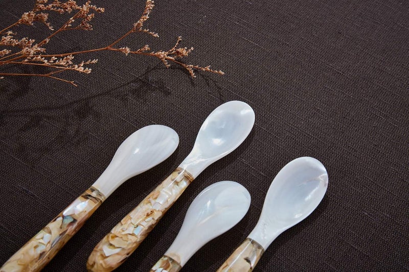 DUEBEL Set of 5 Pink Mother of Pearl MOP Caviar Spoons for Caviar, Egg, Icecream, Coffee Serving (Pink, 12.5x2.5cm) - Image 3
