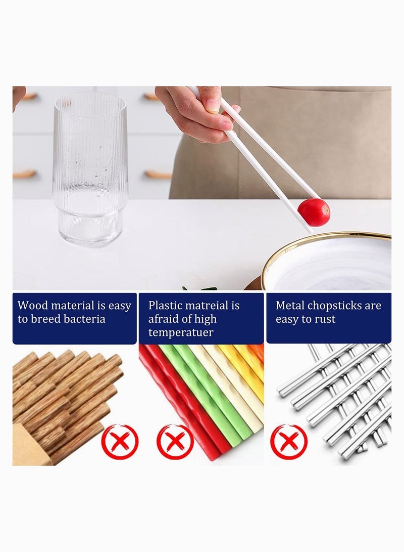 Ceramic Chopsticks Set of 5, Porcelain Chopsticks, Cute Chinese Porcelain Chopsticks Easy to Clean, Great Replacement of Plastic/Wooden Chopsticks, Reusable Chopsticks Dishwasher Safe, 9.7Inch - Image 3