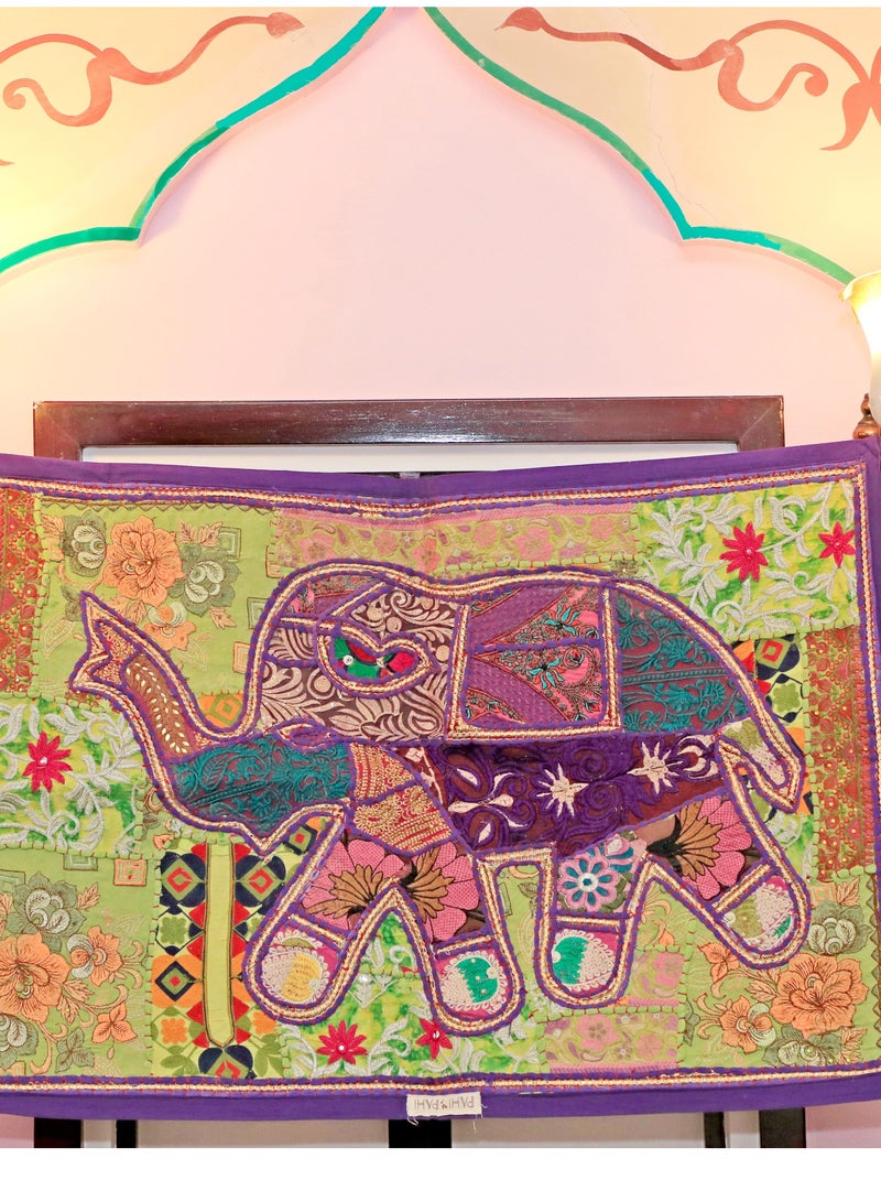 PAHI HAND EMBROIDERED VINTAGE WALL HANGING/WALL DECOR/TAPESTRY,RAJASTHANI HOME DECOR,60X90 CMS - Image 1