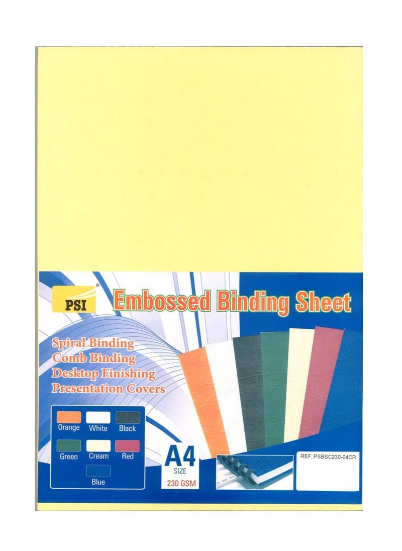 Psi 100-Piece A4 Size Binding Sheet Cover Cream 