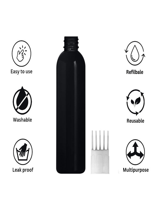 MADHYA White Root Comb Applicator Empty Cylindrical Black Bottle, Ounce Applicator Bottle for Hair Oil Shampoo Medicine & Dye Bottle Applicator Brush Bottle, for Hair Root Comb Applicator, PC 1 - Image 4