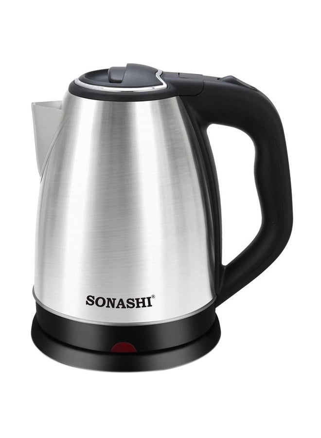 SONASHI Stainless Steel Cordless Kettle With 2 Slice Non-Stick Grill Plate Bundle 1.8 L 1500 W SKT-1804 + SGT-853 Silver/Black - Image 3