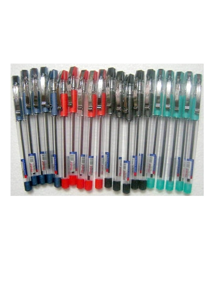 montex Set of 20 Montex Mega Top Blue, Black, Red & Green Ball Pen - Image 2