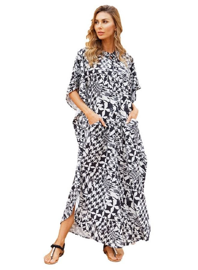 Loose Pocket Single Breasted Holiday Bikini Blouse