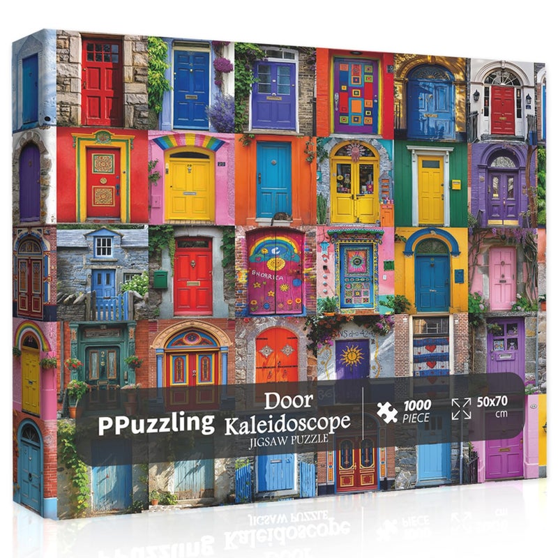 PPuzzling Colorful Door Puzzles for Adults 1000 Pieces, Vintage Unique Jigsaw Puzzle, Difficult Door Art Puzzle as Home Wall Decor, Funny Challenging Puzzles for Adults - Image 2