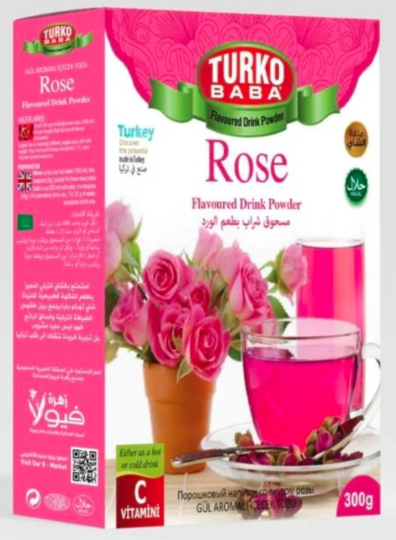 TURKO BABA Rose FLAVOURED DRINK POWDER ROSE(EITHER AS AHOT OR COLD DRINK)C VITAMINI 300G - Image 1