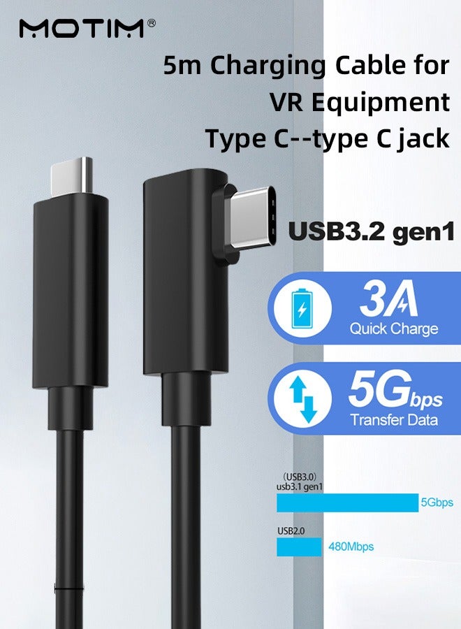 16 FT VR Link Cable Compatible with Oculus Quest 1/2 and PC/Steam VR, Virtual Reality Headset Cable USB C to C for Quest 2, 5Gbps High Speed Data Transfer Fast Charging PC VR
