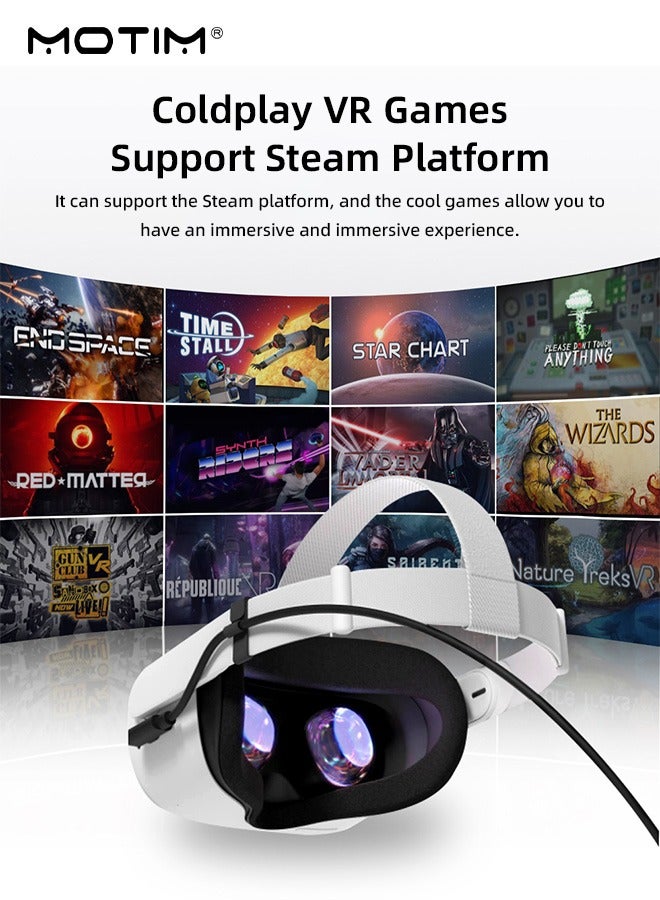 16 FT VR Link Cable Compatible with Oculus Quest 1/2 and PC/Steam VR, Virtual Reality Headset Cable USB C to C for Quest 2, 5Gbps High Speed Data Transfer Fast Charging PC VR