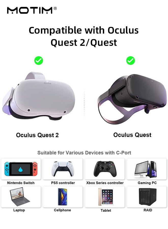 16 FT VR Link Cable Compatible with Oculus Quest 1/2 and PC/Steam VR, Virtual Reality Headset Cable USB C to C for Quest 2, 5Gbps High Speed Data Transfer Fast Charging PC VR