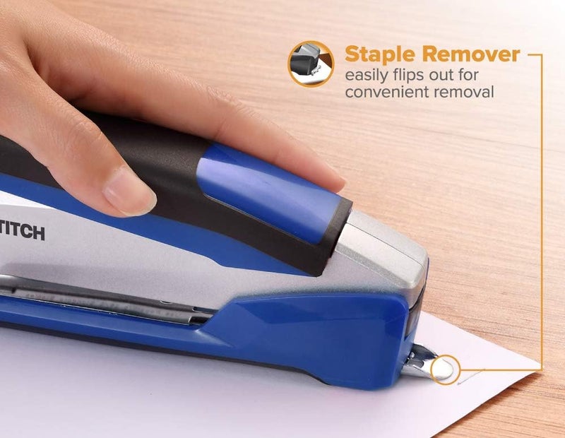 PaperPro Bostitch Office InPower Spring-Powered Premium Desktop Stapler - One Finger, No Effort, Blue/Silver (1118) - Image 4