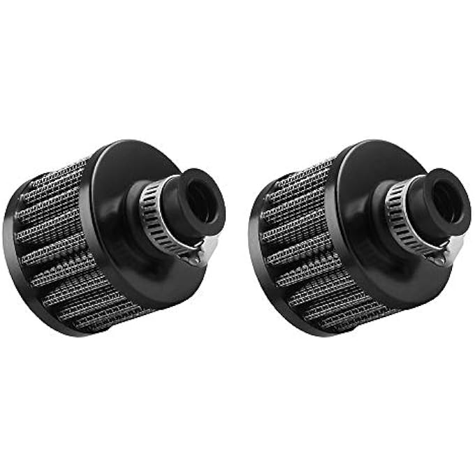 ESUPPORT 2 X 12mm Mini Black Universal Car Motor Cone Cold Clean Air Intake Filter Turbo Vent Breather - Image 1