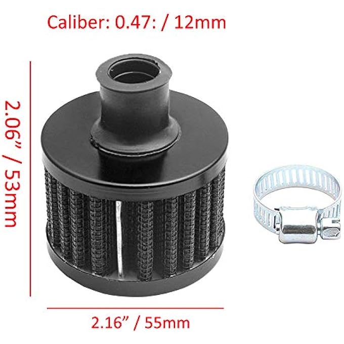 ESUPPORT 2 X 12mm Mini Black Universal Car Motor Cone Cold Clean Air Intake Filter Turbo Vent Breather - Image 2