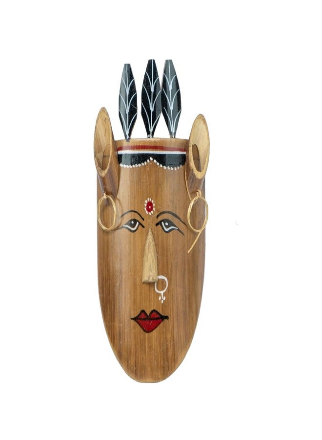 JUNSU CRAFT RA Handmade Bamboo & Wood Tribal Naga Female Face Mask Wall Hanging | 10.75 x 5 Inch Ethnic Sculpture for Home & Office Décor | Handicraft Idol Figure for Living Room & Office Decoration - Image 1