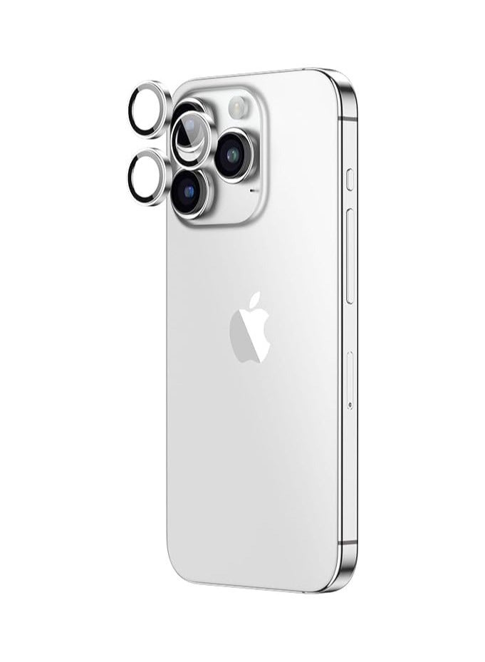 ELTRAZONE iPhone 15 Pro and iPhone 15 Pro MAX Camera Lens Protector Supreme Tempered Glass Aluminum AR Lens Defender - Silver - Image 3