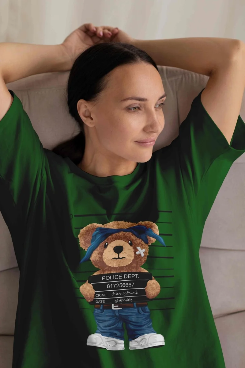 DogFish Women's Dark Green Cotton Crew Neck Crop T-Shirt
