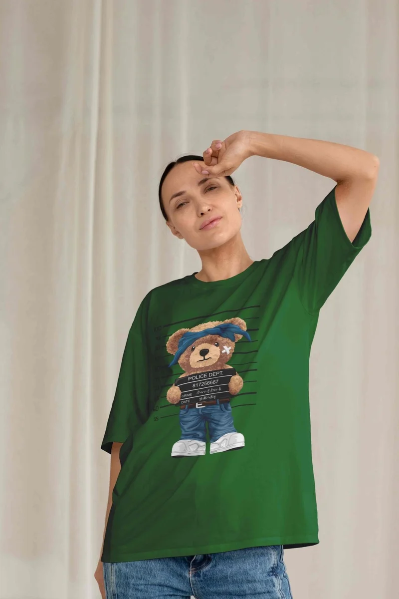 DogFish Women's Dark Green Cotton Crew Neck Crop T-Shirt