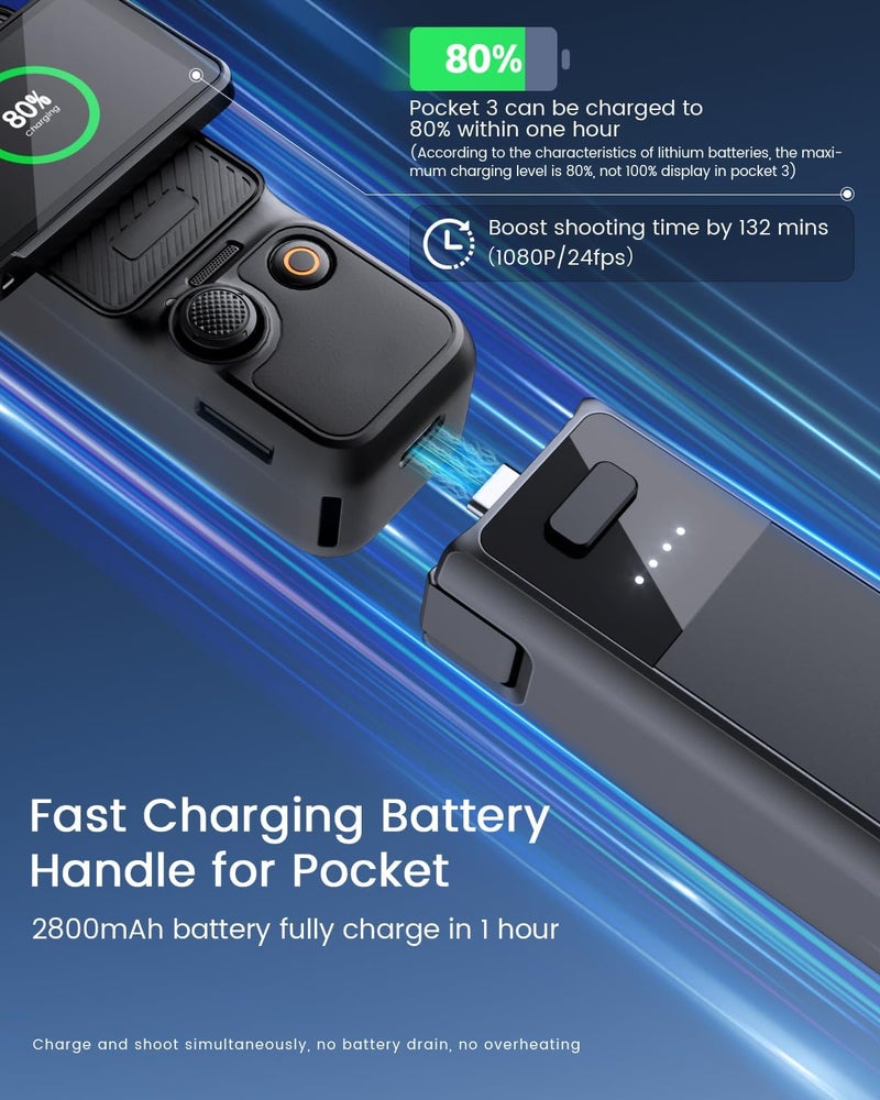 Cost effective global grade quality Fast Charging Battery Handle for Osmo Pocket 3 Accessories for Pocket 3 Battery Grips with Original Factory Battery Cells Various fittings - Image 2