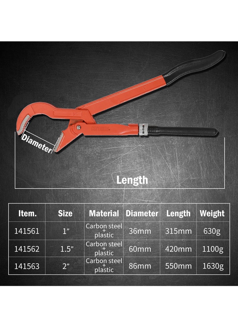 45° Bent Nose Pipe Wrench, Pipe Wrench for Tight Spaces, Angled Pipe Wrench for Angled Connections, Perfect for Mechanic & DIY Use.