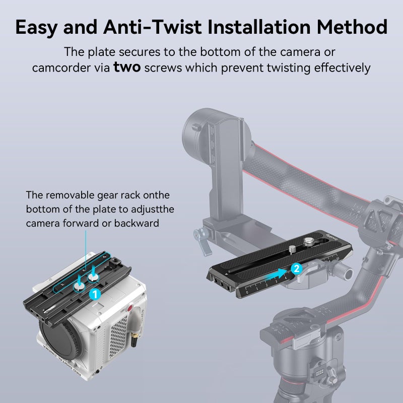 SmallRig 5" Quick Release Plate for Manfrotto-Type Compatible with DJI RS 4 / RS 4 Pro/RS 2 / RSC 2 / Ronin-S/RS 3 / RS 3 Pro Gimbal - 3158B - Image 4