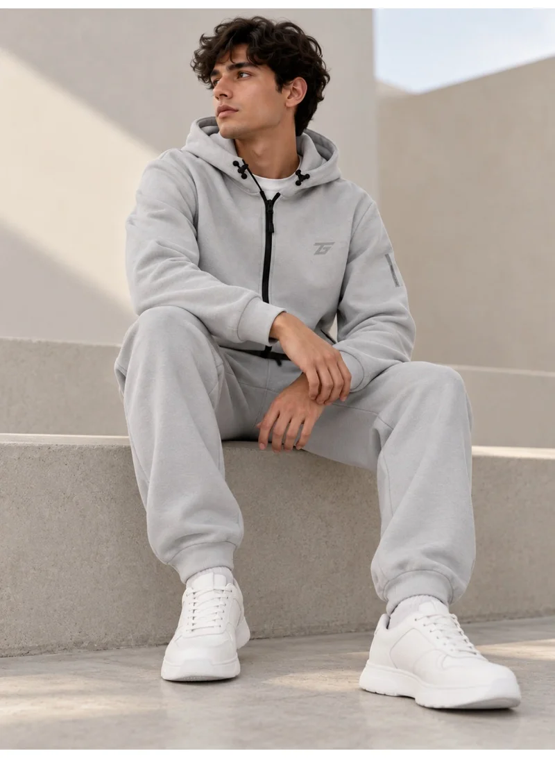 تي جي تي Men's Full-Zip Fleece Hoodie with Zip Pockets