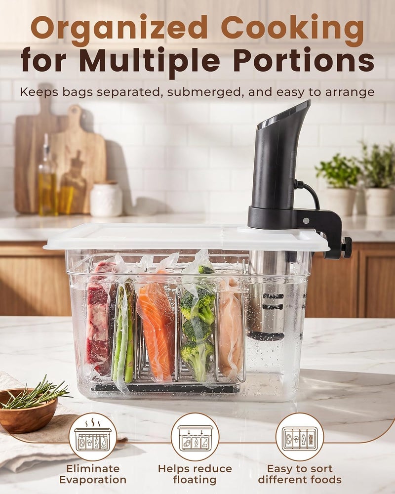 EVERIE Sous Vide Container 12 Quarts with Universal Collapsible Hinged Lid, Compatible with Anova All Models, Breville Joule, Wancle, Instant Pot Cookers (Container with Plastic Lid and Rack) - Image 5