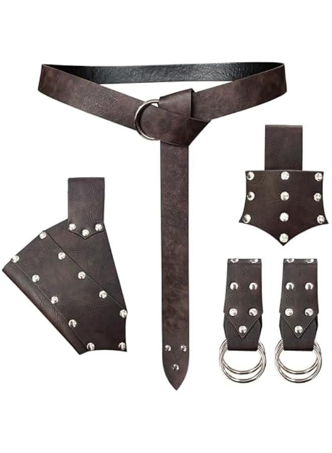 5 Pieces Medieval Belt Costume Accessories Renaissance Skirt Hike Viking Horn Belt Holster Dagger Holster Sword Frog - Image 1