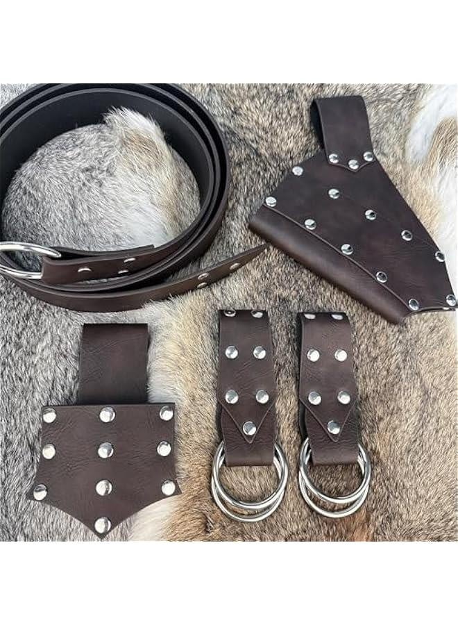 5 Pieces Medieval Belt Costume Accessories Renaissance Skirt Hike Viking Horn Belt Holster Dagger Holster Sword Frog - Image 5