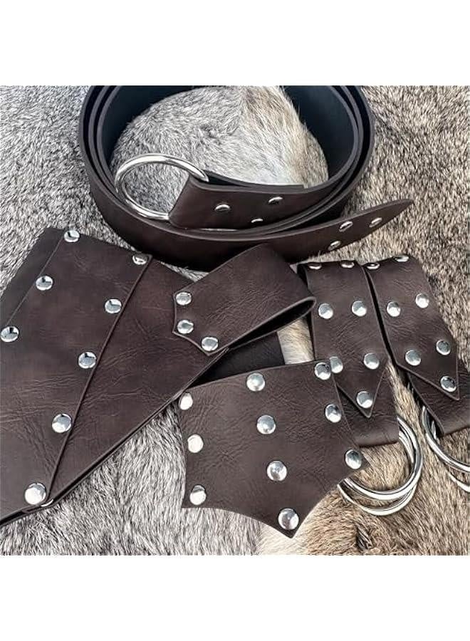 5 Pieces Medieval Belt Costume Accessories Renaissance Skirt Hike Viking Horn Belt Holster Dagger Holster Sword Frog - Image 4