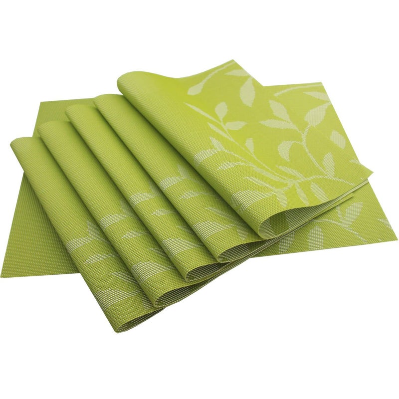 Mockery Place Mats Set of 6 NonSlip Washable Place Mats Table Mat PVC TearResistant Heat Resistant Place Mats DirtRepellent and Washable Place Mats for Kitchen Dining Table Green C03D - Image 1