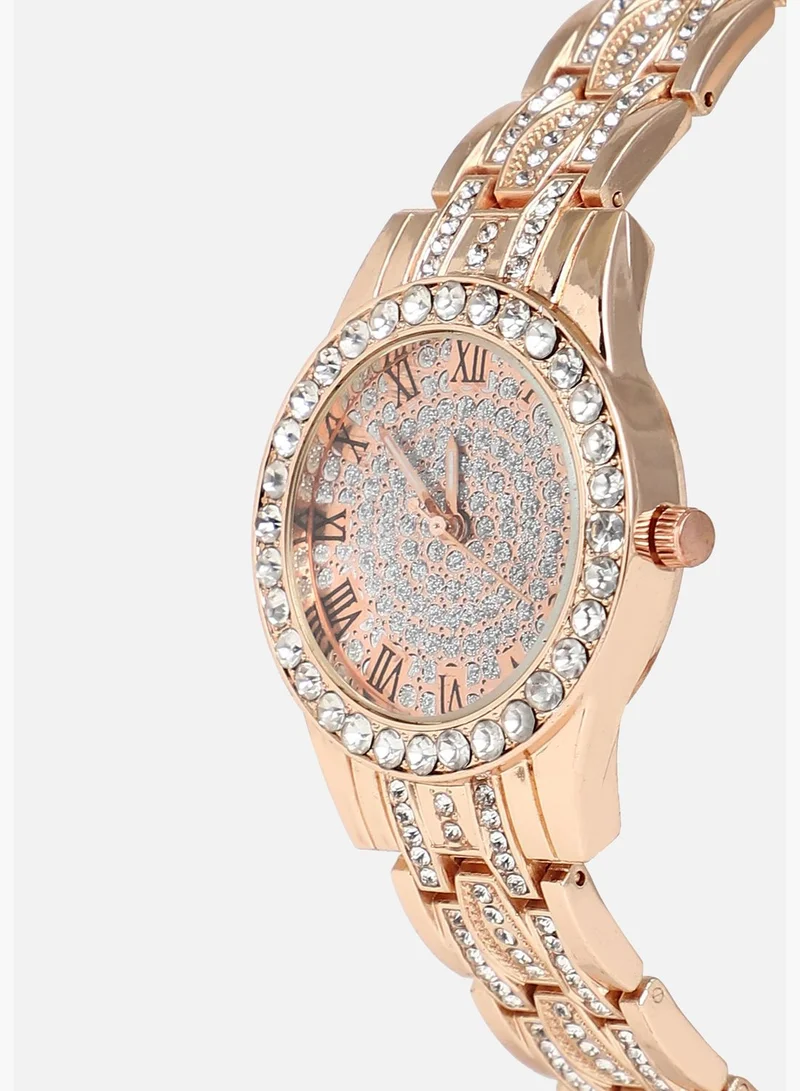 Haute Sauce Stainless Steel Strap Casual Round Analog Watch For Women