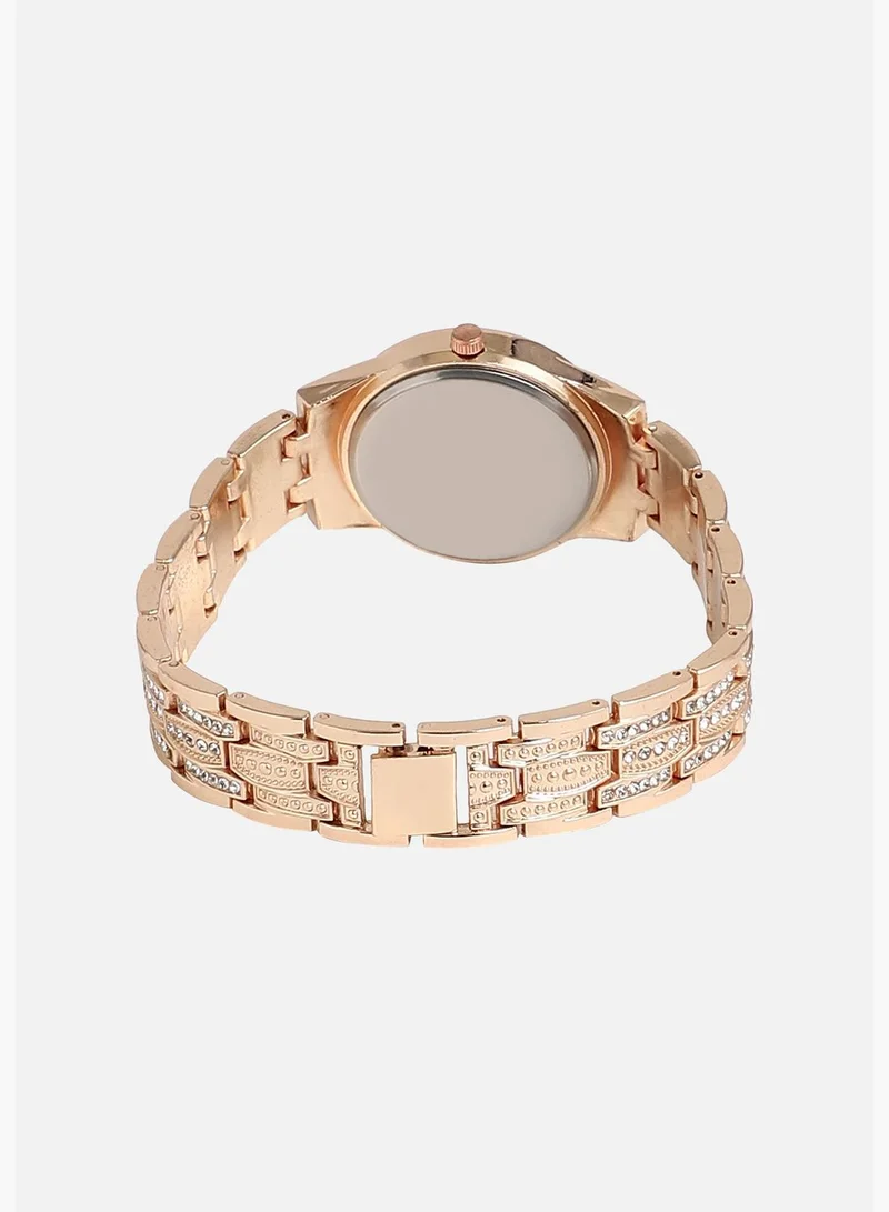 Haute Sauce Stainless Steel Strap Casual Round Analog Watch For Women