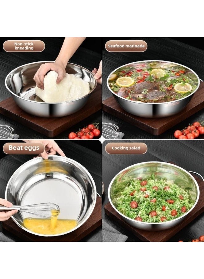Stainless Steel And Basin With Lid Household Special Basin For Deepening Thickening Baking Salad Egg Kneading Salad Basin Salad Basin-Specifications:With Cover -Color:34cm  - Image 4