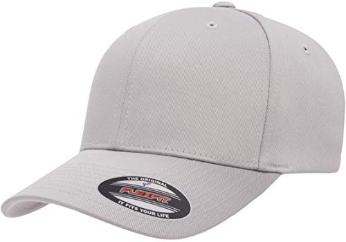Flexfit Men's Wooly Combed Twill Fitted Baseball Cap, Silver, Small-Medium - Image 5