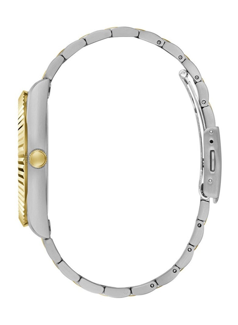 جس ساعة Guess Luna GW0308L5 للنساء – مينا أخضر Sunray مع سوار من الفولاذ المقاوم للصدأ ثنائي اللون (فضي وذهبي) – قطر 36 مم، عرض اليوم والتاريخ، مقاومة ماء 3 ATM - Image 2