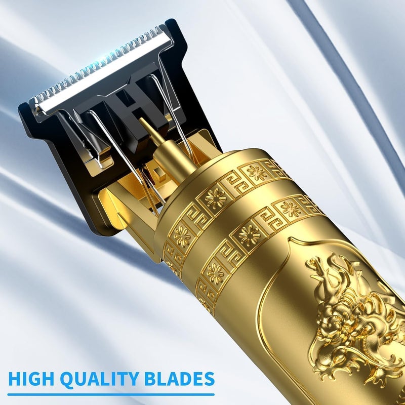 Uzox Trimmer Men Professional Cordless Hair Clipper Dragon Style, Rechargeable Trimmer For Beard, Hairs, Moustache & Face, Electric T Blade Zero Gapped Shaving Machine (Gold) (Multicolor) - Image 2