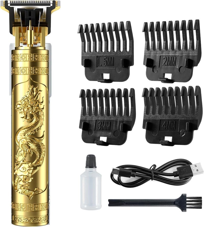 Uzox Trimmer Men Professional Cordless Hair Clipper Dragon Style, Rechargeable Trimmer For Beard, Hairs, Moustache & Face, Electric T Blade Zero Gapped Shaving Machine (Gold) (Multicolor) - Image 1