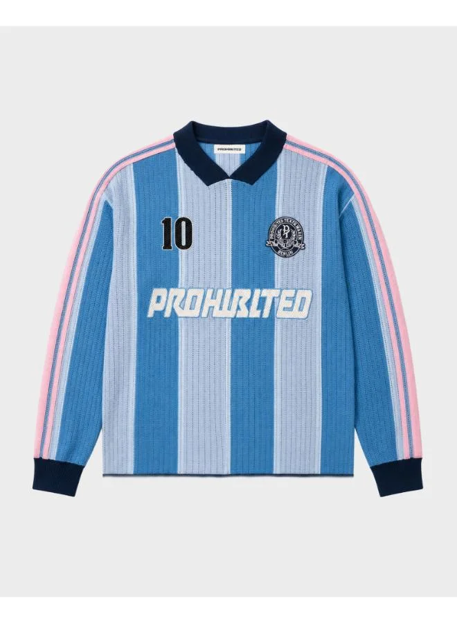 Prohibited Light Blue Striped Team Knit Trikot  | Best Price UAE