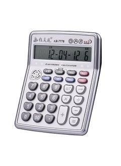 Musical Desktop Calculator 12-Digits LCD Display Electronic Calculator Counter Big Buttons with Music Piano Play Time Date Show Alarm Clock Function for Office Business Classroom Home Supplies