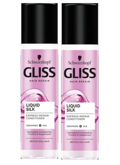 Schwarzkopf Gliss Liquid Silk Leave In Hair Conditioner Spray With Keratin 2 X 200Ml = 400Ml  - Image 1