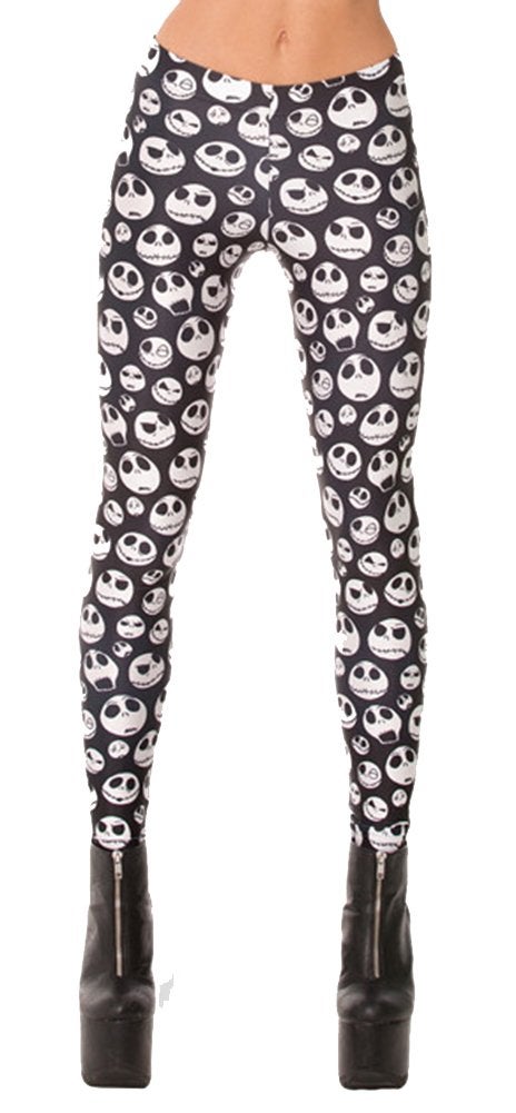QZUnique Leggings for Women, Halloween Full-Length Printed Legging Footless Elastic Yoga Pants, Regular and Plus Size - Image 1