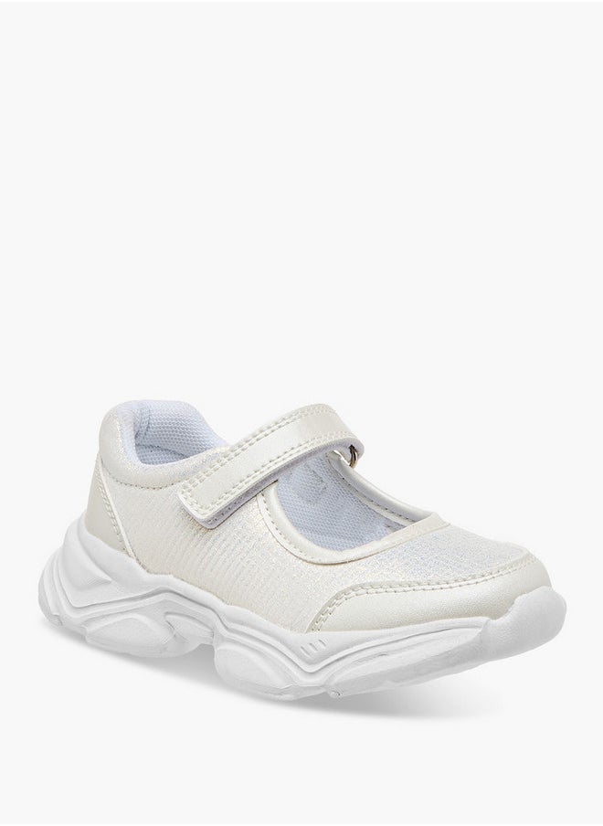 Flora Bella By Shoexpress - Girls Textured Mary Jane Shoes with Hook and Loop Closure - Image 1