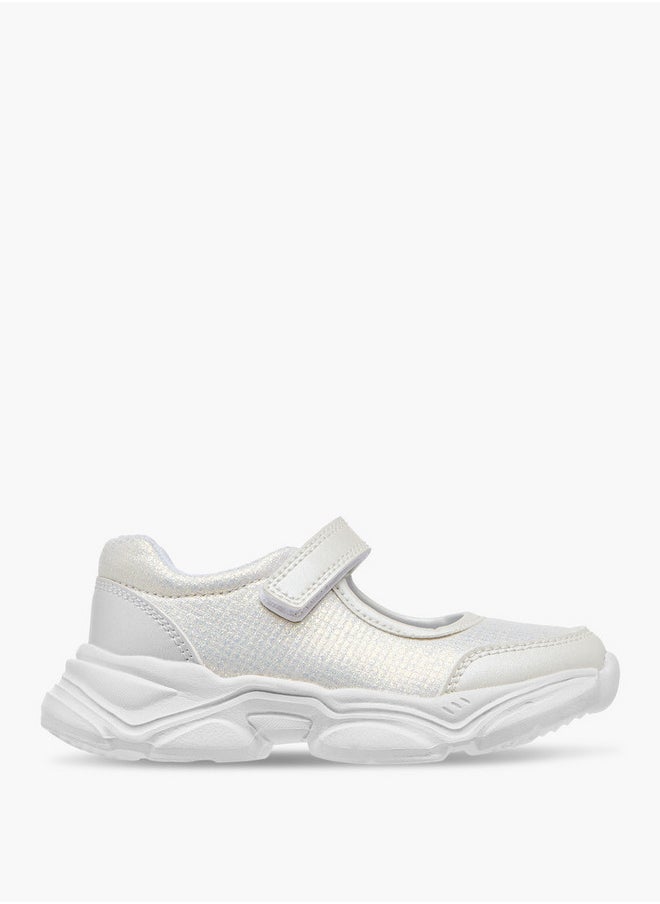 Flora Bella By Shoexpress - Girls Textured Mary Jane Shoes with Hook and Loop Closure - Image 1