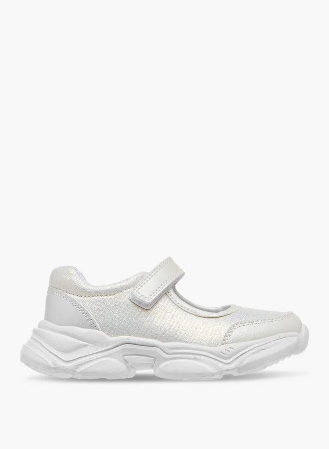 Girls Textured Mary Jane Shoes with Hook and Loop Closure