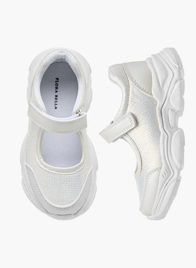 Flora Bella By Shoexpress Girls Textured Mary Jane Shoes with Hook and Loop Closure