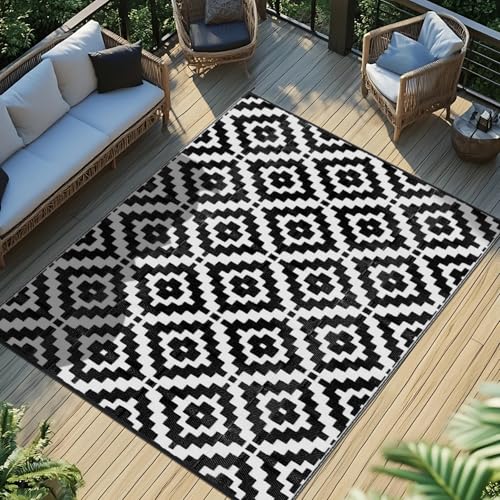 Favoyard Outdoor Rug 5x8 ft Waterproof Reversible Patio Plastic Straw Rugs for Decor Clearance Outside Large RV Camping Area Carpet Mat for Porch Deck Balcony Pool Backyard Picnic Beach Camper Door - Image 1