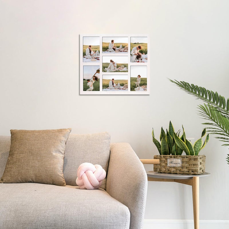 YESKAY 4x6 Picture Frame Collage for Wall Decor, Multiple Photo Collage Frames with Tempered Glass, 7-Opening for 4 x 6 Picture Frames, Rustic White, 1 Pack - Image 5