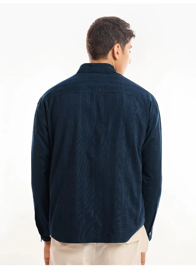 بيونغ Navy Blue Cord Dobby Shirt for Men