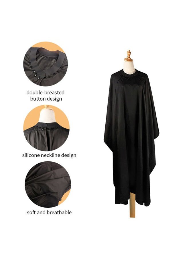 BARBERPLAN - Professional Waterproof Barber Cape with Adjustable Snap Closure, Professional Salon Hair Cutting Cape for Men Women - 55" x 51"(Black) - Image 1