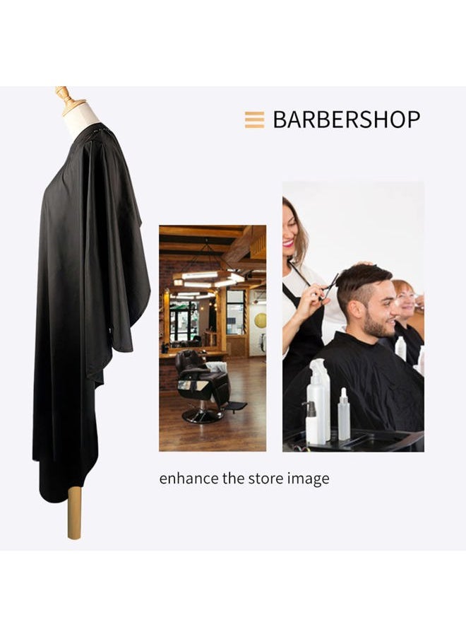 BARBERPLAN - Professional Waterproof Barber Cape with Adjustable Snap Closure, Professional Salon Hair Cutting Cape for Men Women - 55" x 51"(Black) - Image 1