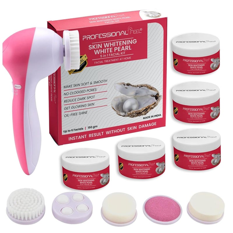 Professional Feel Pearl Whitening  Tightening Facial Kit With 5 in 1 Face Massager For Facial 150 G - Image 1